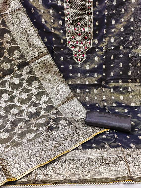 women self design silk unstitched suit set - 21483033 -  Standard Image - 1