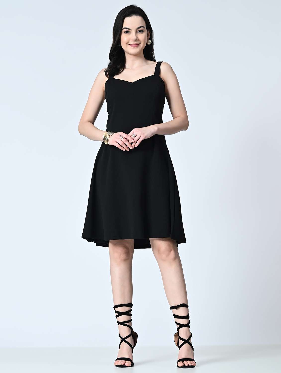 women black lycra blend a-line dress - 21483194 - Zoom Image - 0