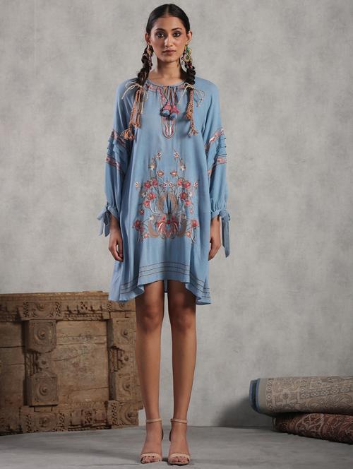 women blue embellished a-line dress - 21483203 - Standard Image - 0