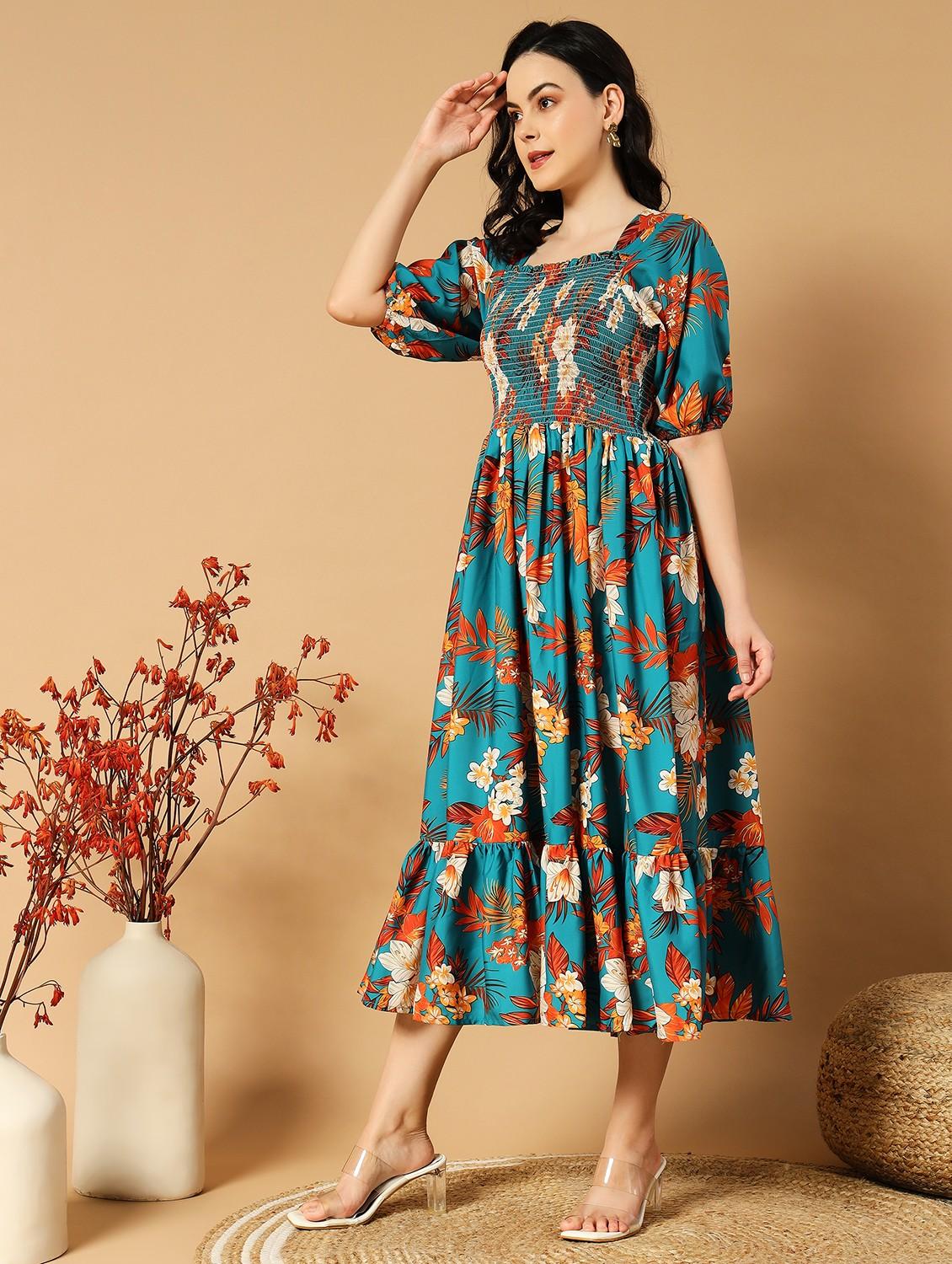 women multicolored printed tiered dress - 21483260 - Standard Image - 1