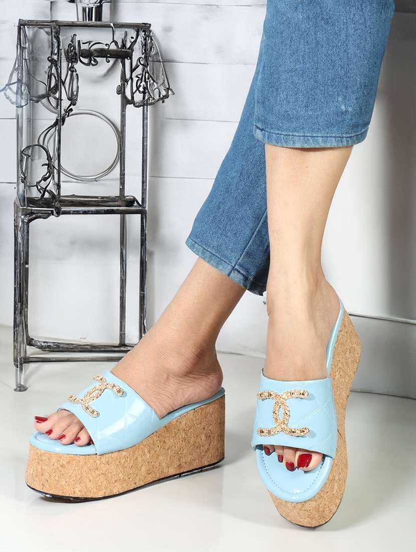 women light blue platforms wedge - 21483400 -  Standard Image - 1
