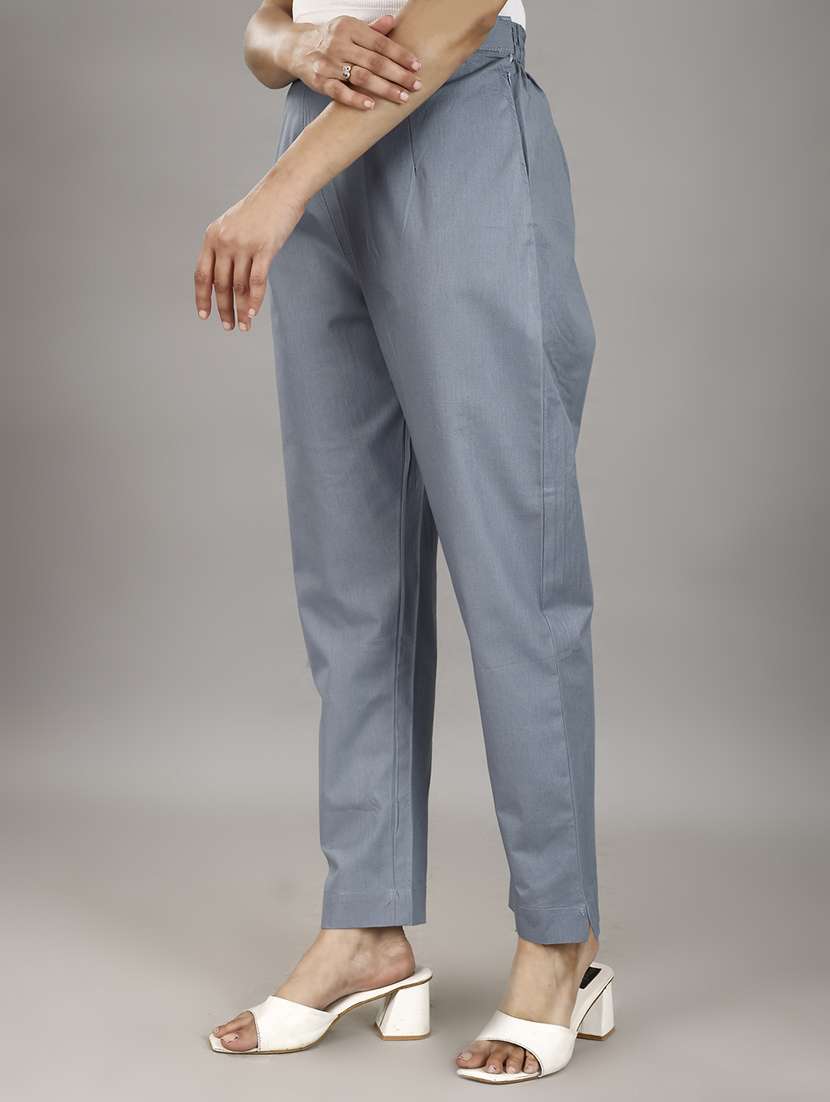 women solid mid rise trouser - 21483427 -  Standard Image - 1