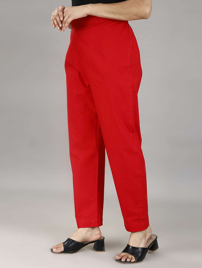 women solid mid rise tailored trouser - 21483432 -  Standard Image - 1