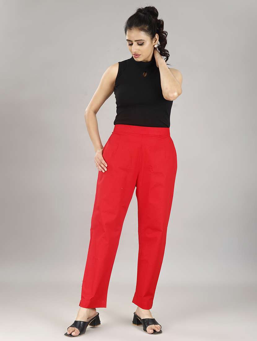 women solid mid rise tailored trouser - 21483432 -  Standard Image - 4
