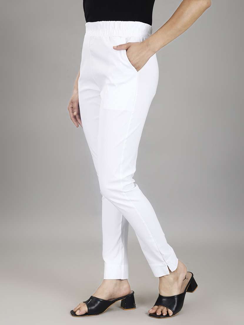 women solid high rise cigarette pant - 21483464 -  Standard Image - 1