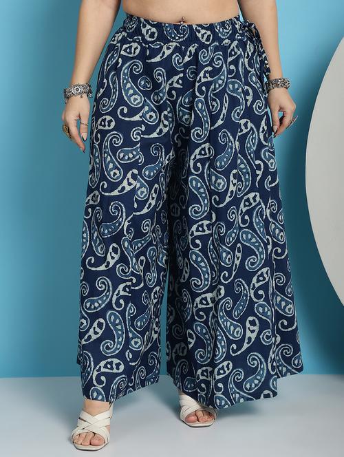 women printed cotton flared palazzo - 21483470 - Standard Image - 0