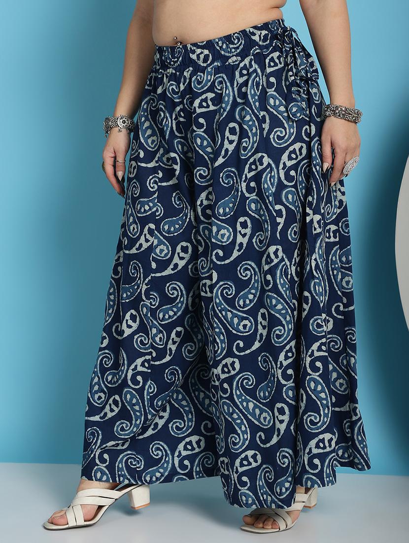 women printed cotton flared palazzo - 21483470 - Standard Image - 1