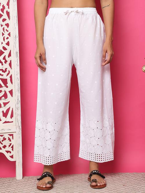 women solid self design palazzo - 21483484 - Standard Image - 0