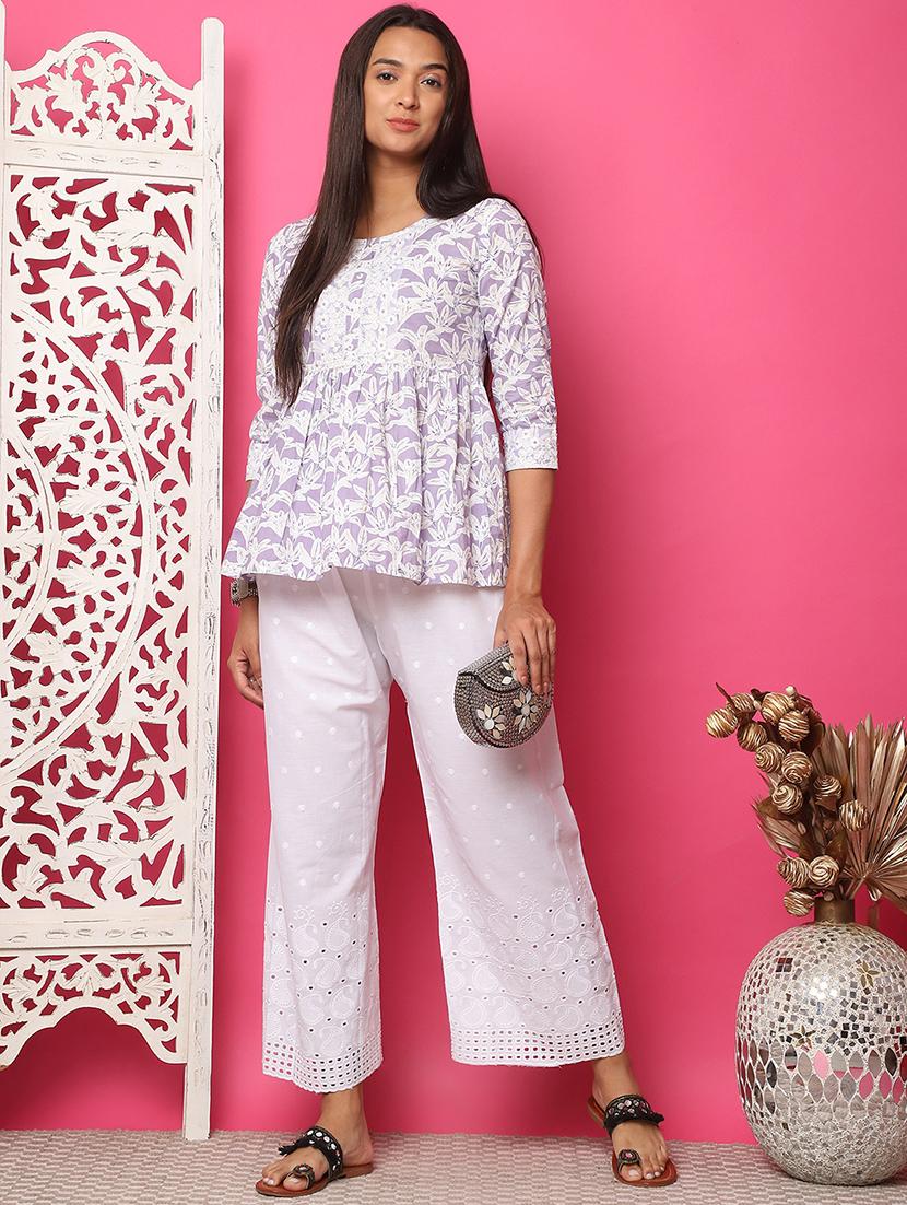 women solid self design palazzo - 21483484 - Standard Image - 4