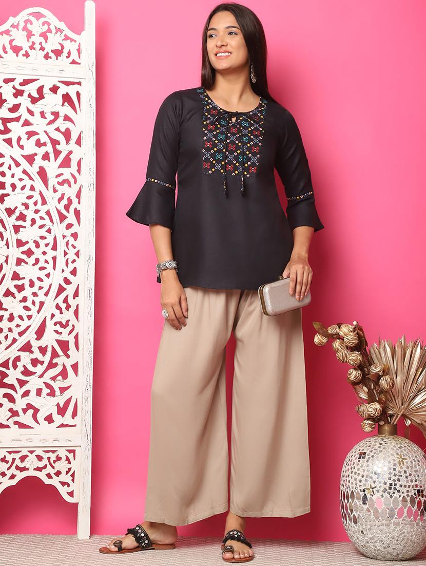 women solid straight palazzo - 21483485 - Standard Image - 4