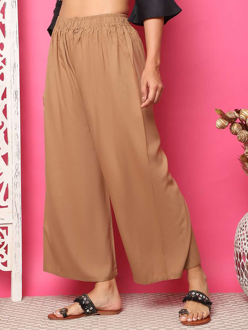 women solid rayon straight palazzo - 21483488 -  Standard Image - 1