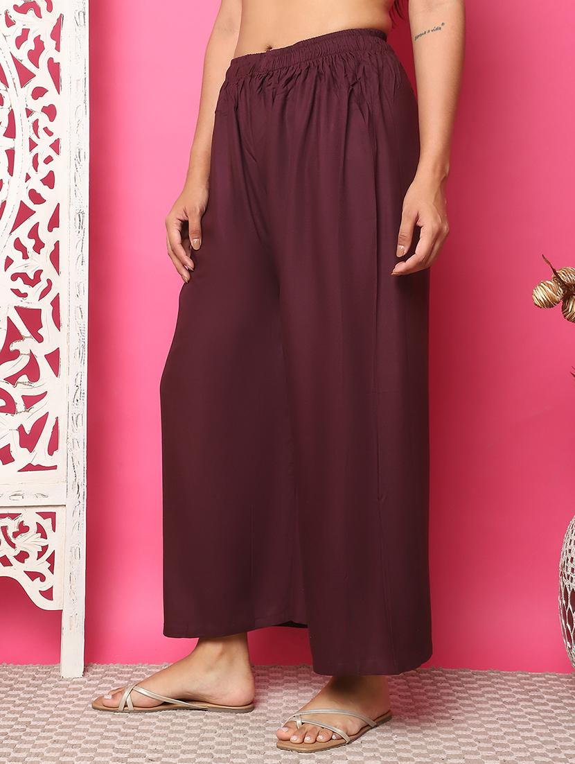 women solid rayon straight palazzo - 21483489 - Standard Image - 1