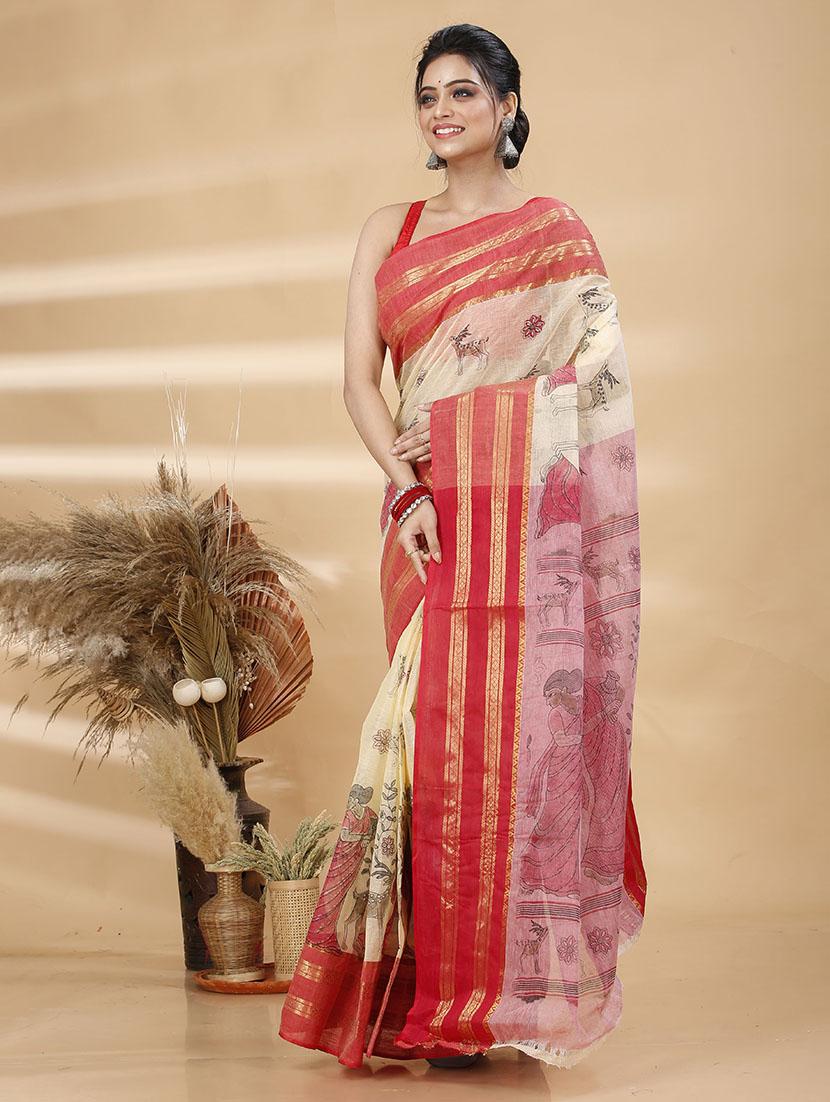 women self design tant saree - 21483555 -  Standard Image - 1