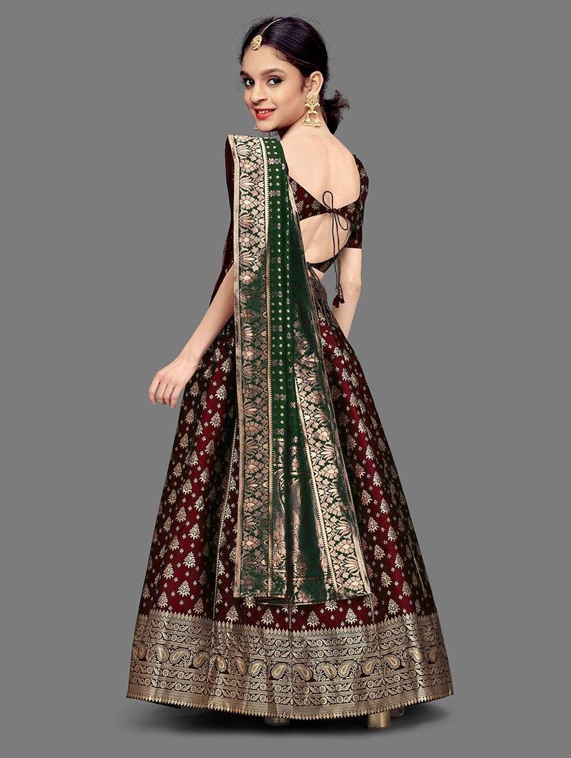 girls self design silk lehenga choli with dupatta - 21483823 -  Standard Image - 1