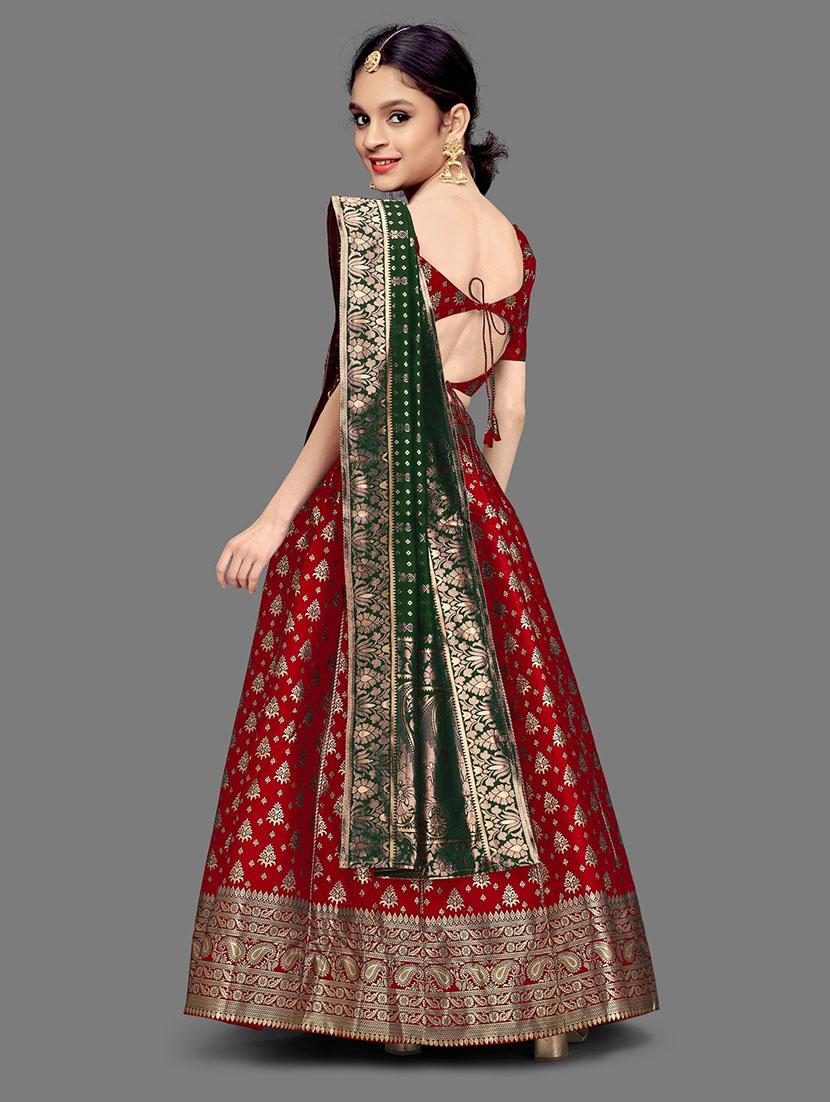 girls self design silk lehenga choli with dupatta - 21483824 -  Standard Image - 1