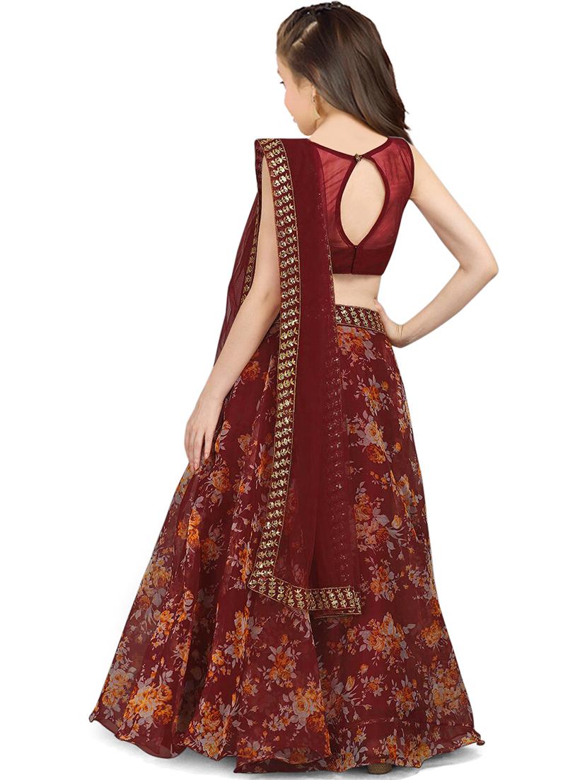 girls floral print lehenga choli with dupatta - 21483827 - Standard Image - 1