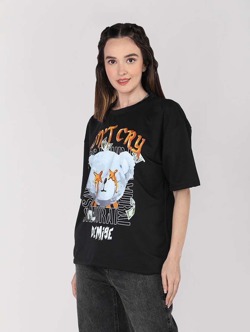 women round neck graphic oversized t-shirt