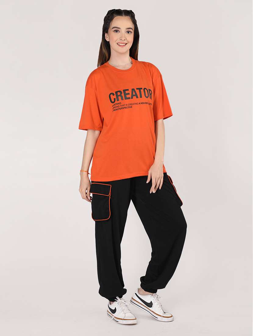 women printed t-shirt & jogger co-ord set