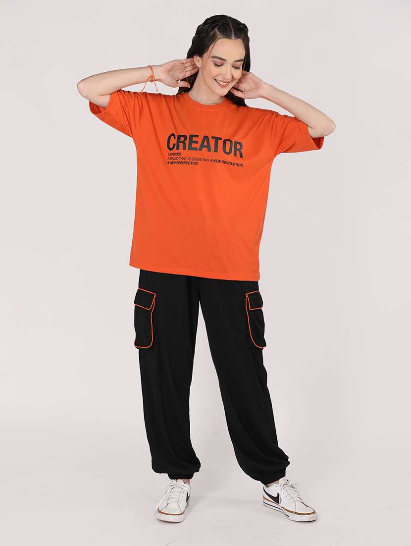women printed t-shirt & jogger co-ord set - 21483949 -  Standard Image - 1