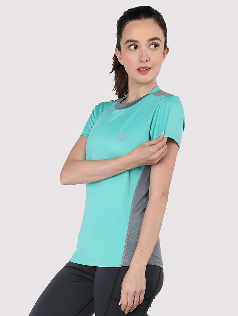 women sea green polyester regular t-shirt - 21483954 -  Standard Image - 1