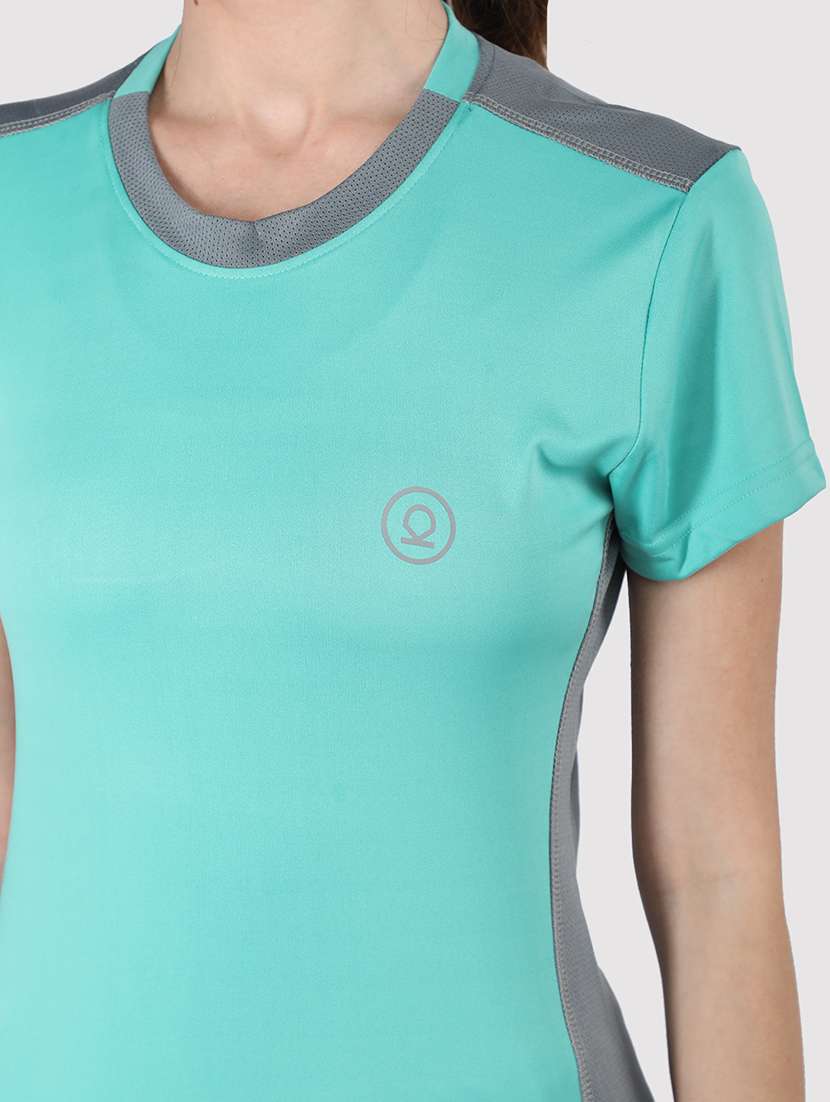women sea green polyester regular t-shirt - 21483954 -  Standard Image - 4