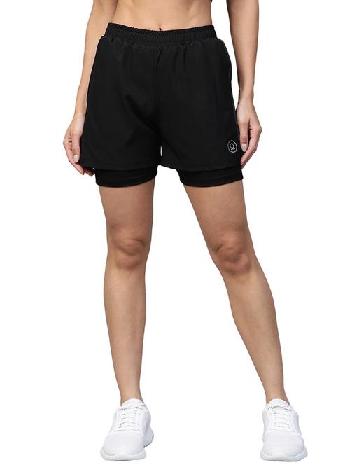 women black polyester sports shorts - 21483963 -  Standard Image - 0