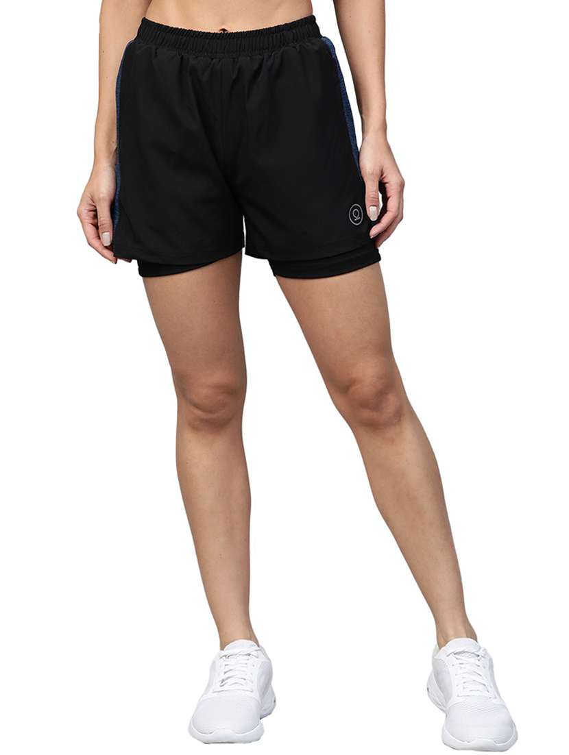 women black polyester sports shorts 
