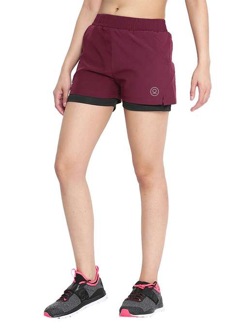 women mid-rise solid sports shorts - 21483976 - Standard Image - 0