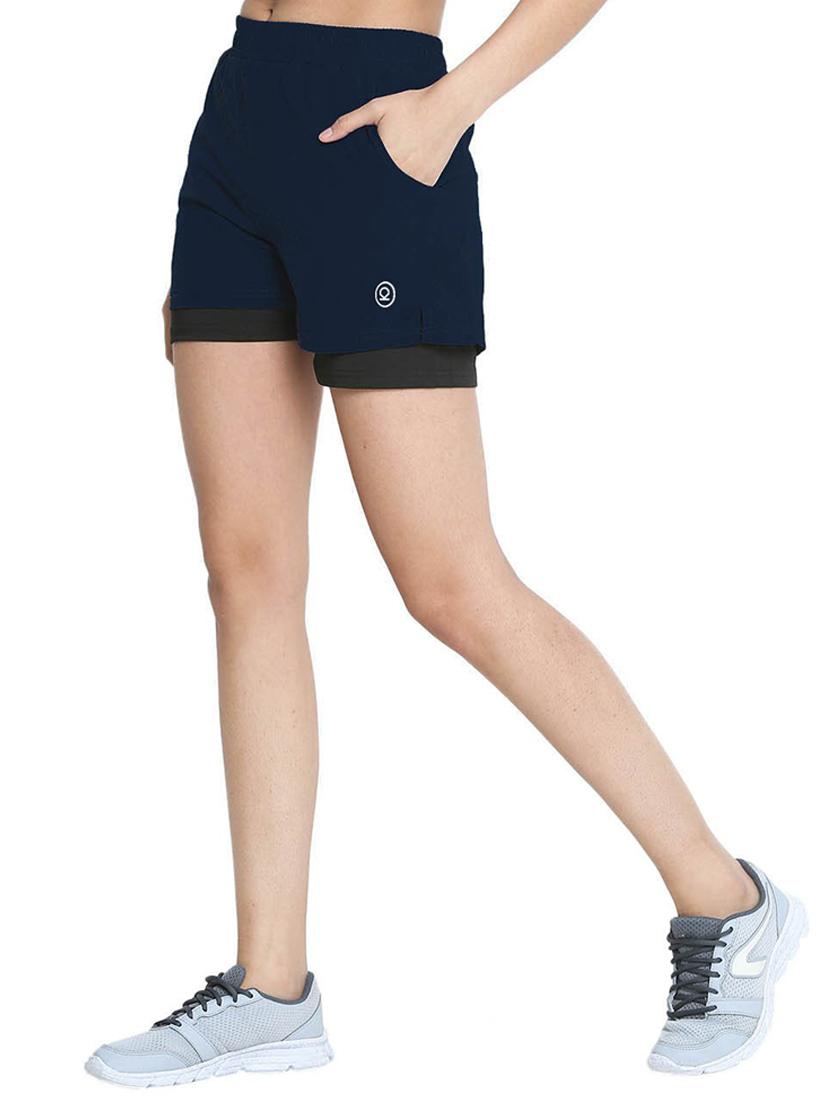 women mid-rise solid sports shorts - 21483979 -  Standard Image - 1