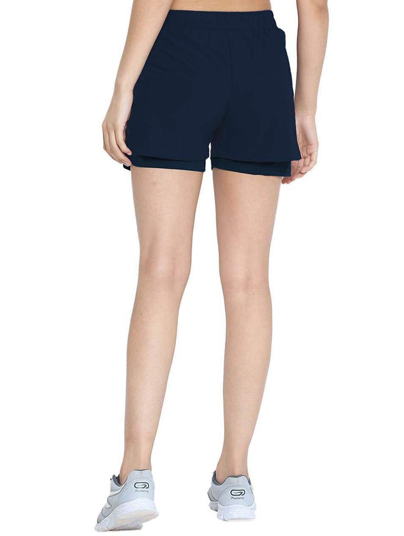 women navy blue polyester sports shorts - 21483980 -  Standard Image - 1