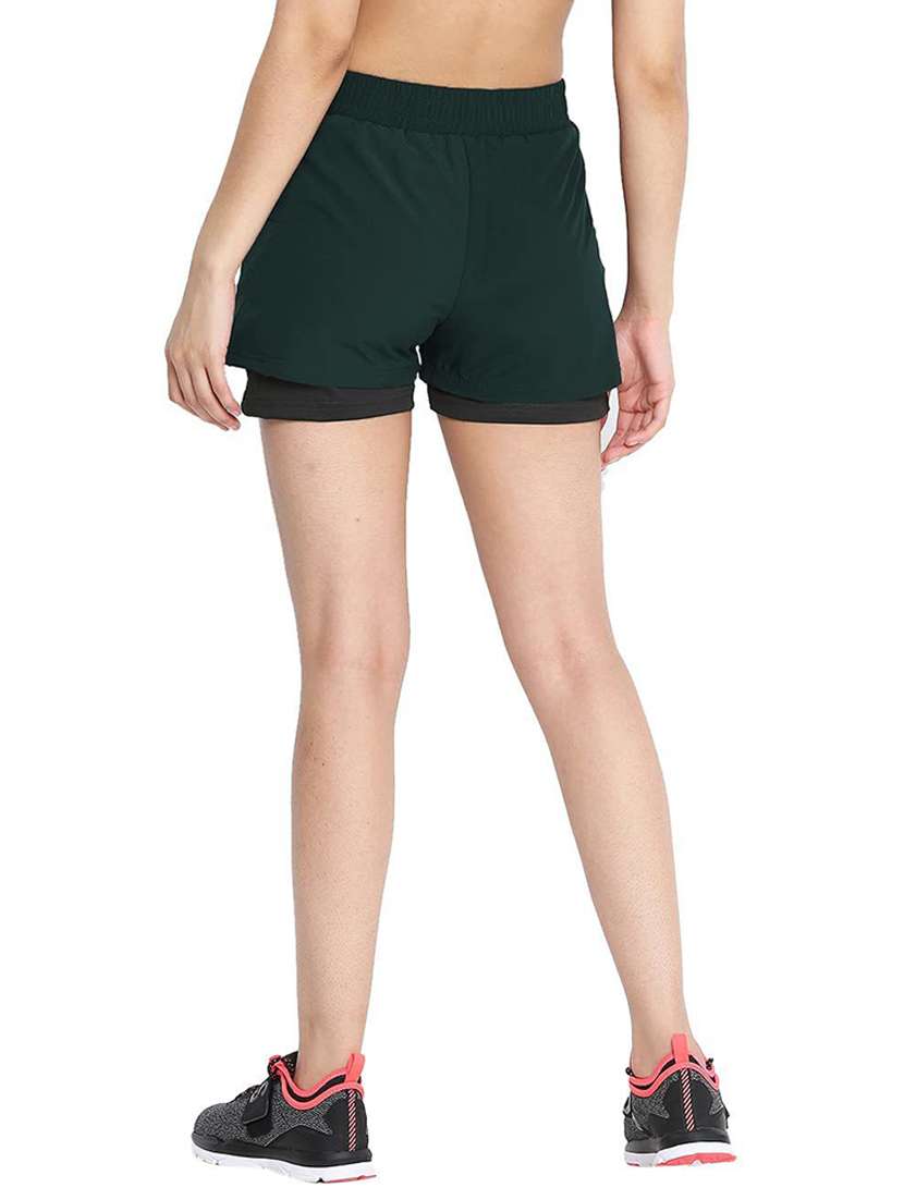 women mid-rise solid sports shorts - 21483981 -  Standard Image - 1