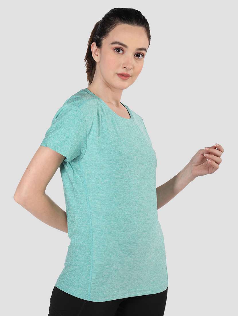 women sea green polyester regular t-shirt - 21484051 -  Standard Image - 1