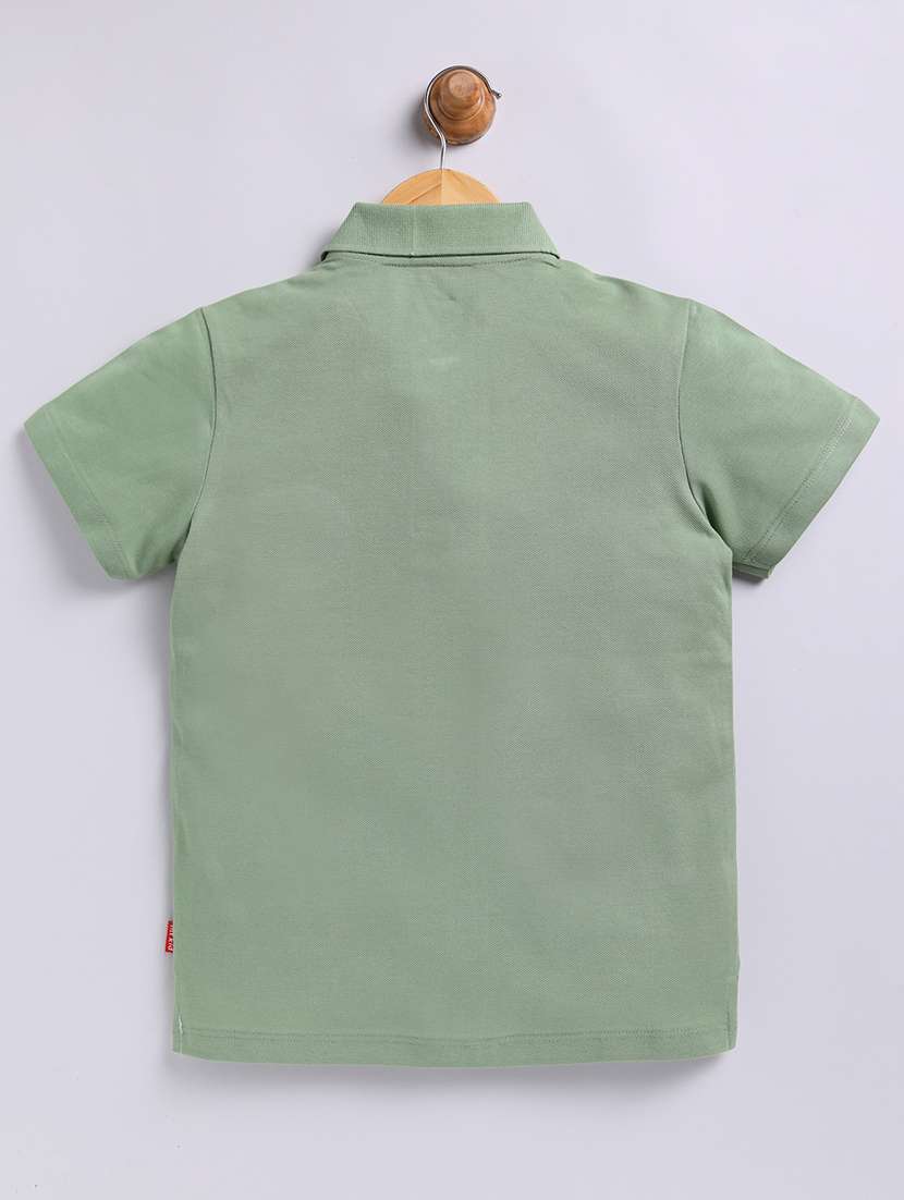 kids green cotton polo t-shirt - 21484079 -  Standard Image - 1