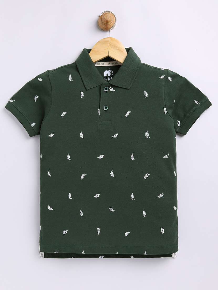 kids green cotton polo t-shirt