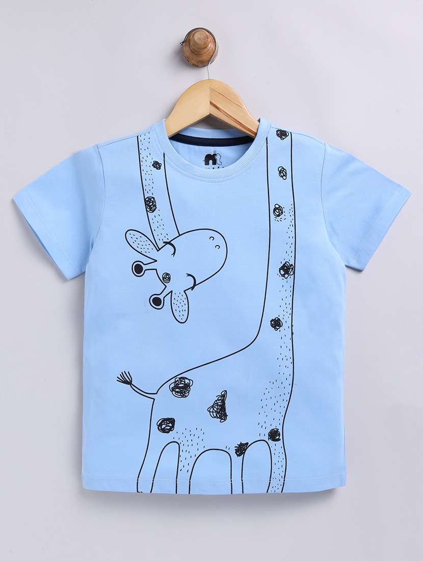 kids light blue printed cotton t-shirt
