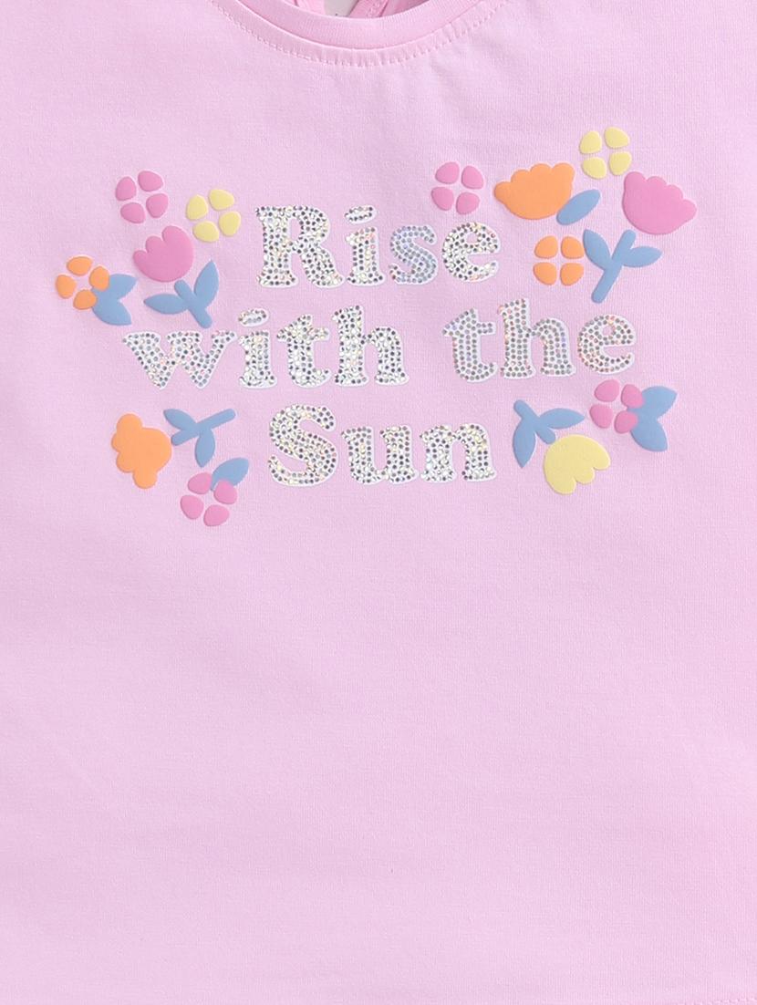kids pink cotton printed shorts set - 21484418 - Standard Image - 4