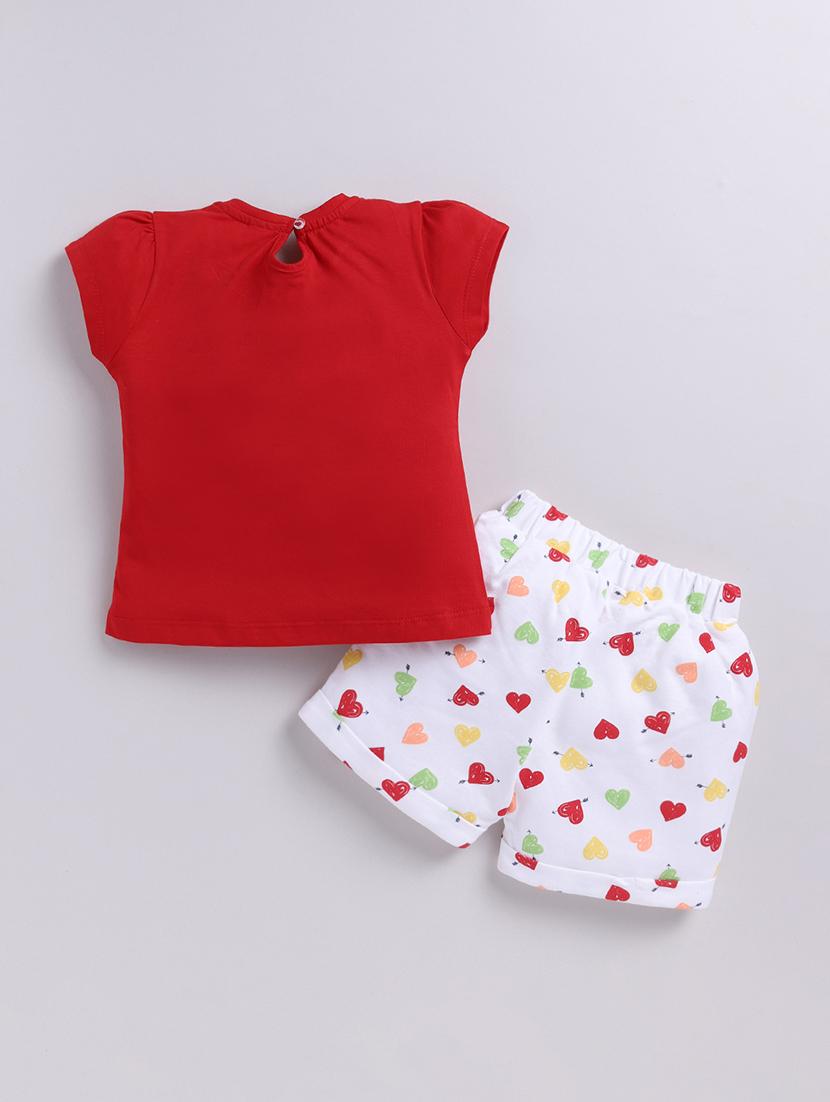 kids red cotton printed shorts set - 21484422 - Standard Image - 1