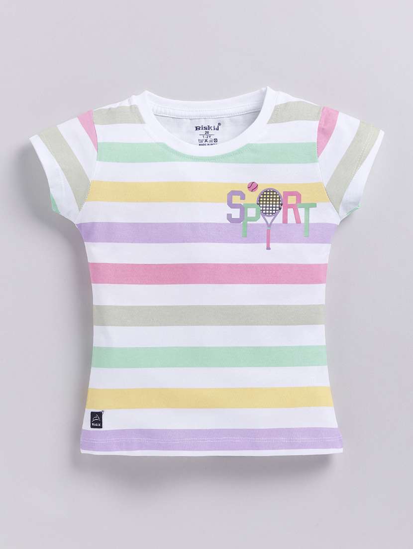 girls round neck striped tees