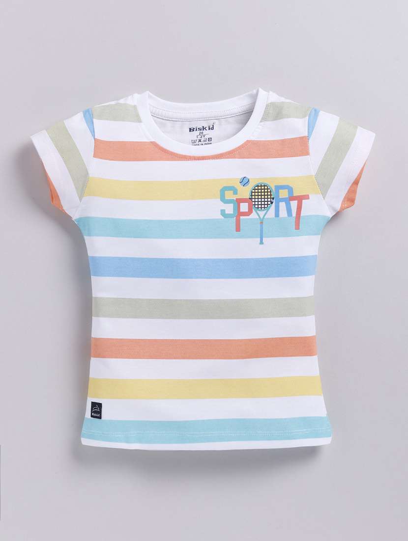 girls round neck striped tees