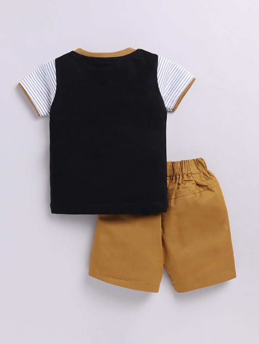 kids mustard cotton shorts set  - 21484543 -  Standard Image - 1