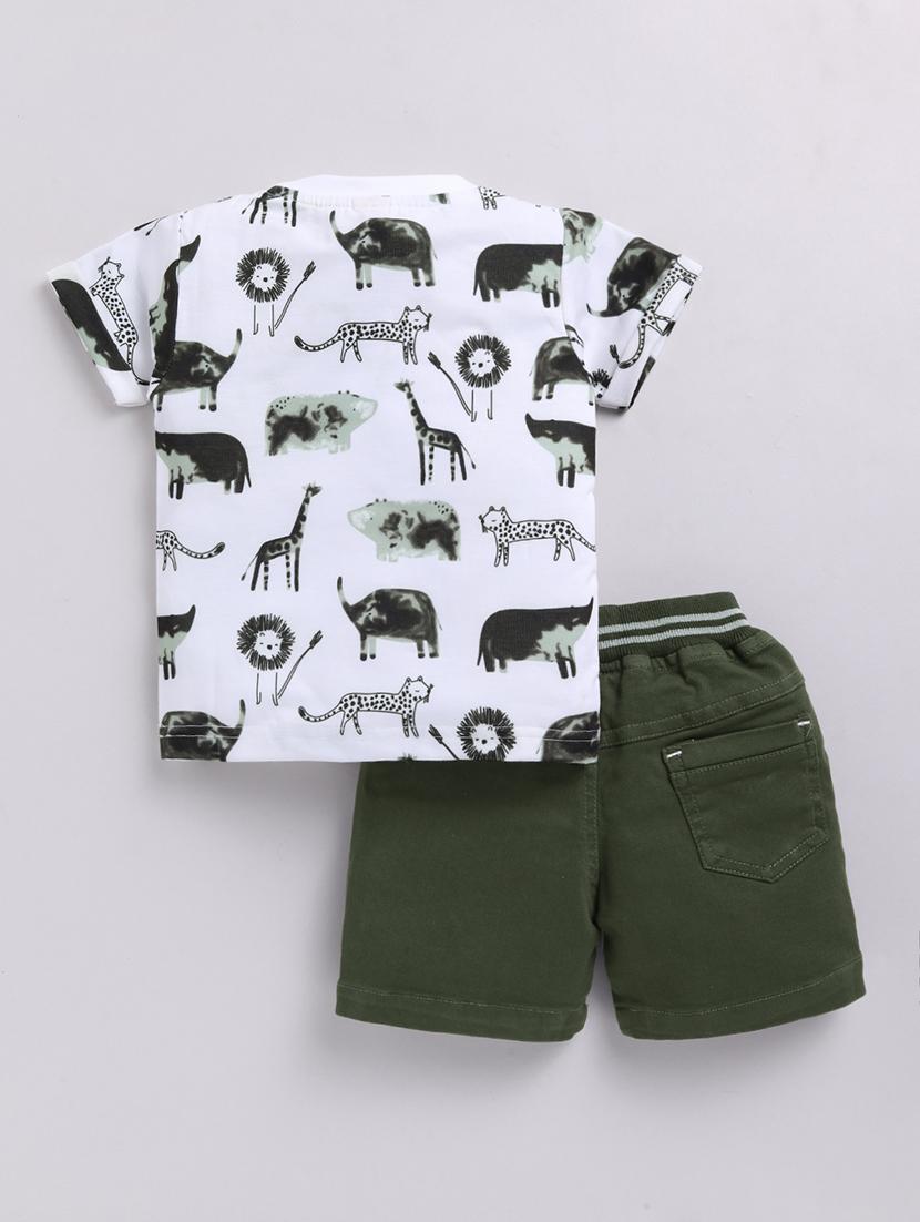 kids white cotton blend shorts set - 21484544 - Standard Image - 1