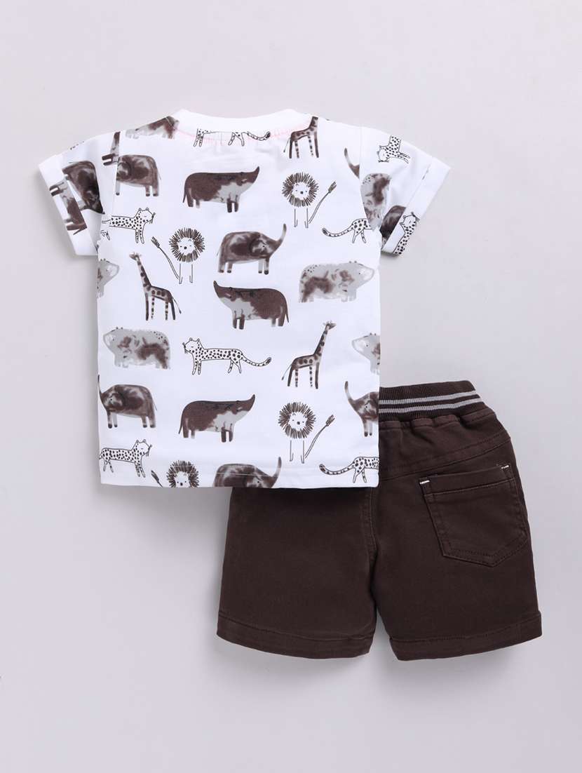 kids white cotton blend shorts set  - 21484545 -  Standard Image - 1