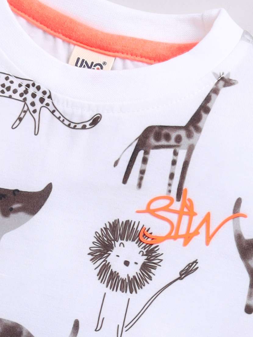 kids white cotton blend shorts set - 21484545 - Standard Image - 4