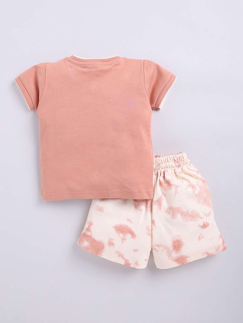 kids peach cotton shorts set - 21484559 - Standard Image - 1