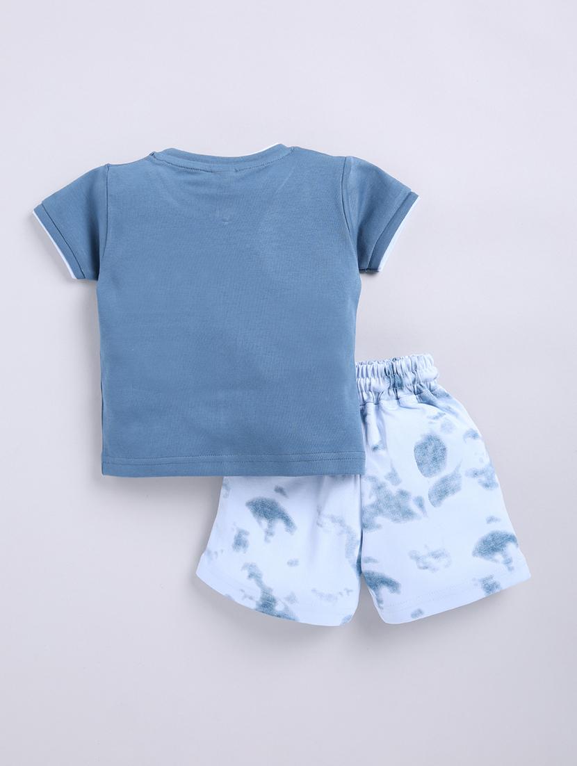 kids blue cotton shorts set - 21484560 - Standard Image - 1