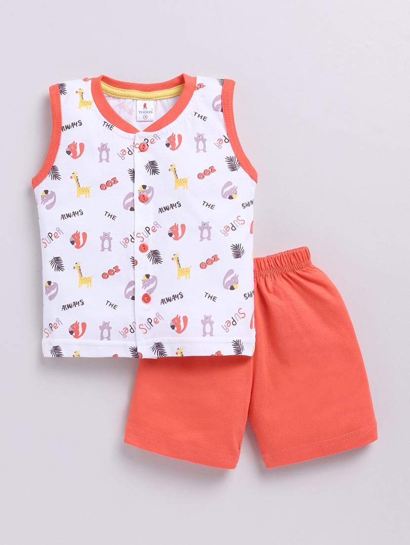 set of 2 kids orange cotton shorts set - 21484582 - Standard Image - 1
