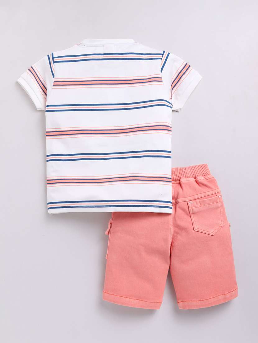 kids white cotton blend shorts set  - 21484601 -  Standard Image - 1