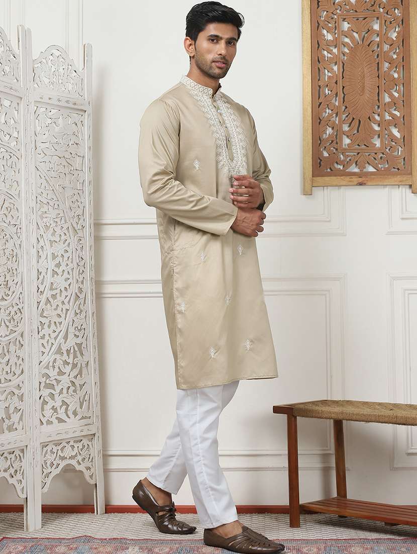 men embroidered kurta pyjama ethnic wear set - 21484695 -  Standard Image - 1