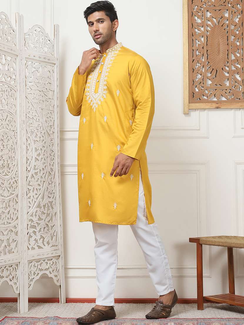men embroidered kurta pyjama ethnic wear set - 21484696 -  Standard Image - 1