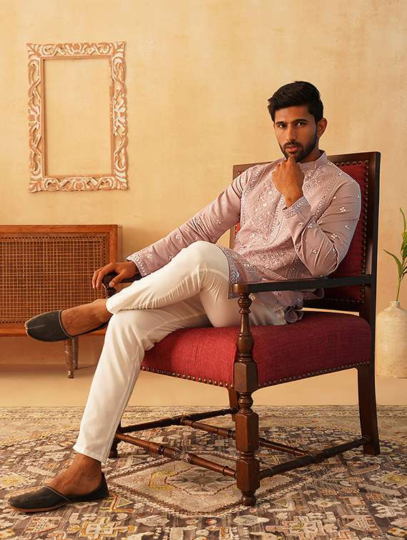 men embroidered kurta pyjama ethnic wear set - 21484706 -  Standard Image - 1